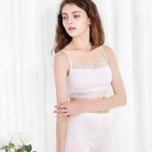 针织真丝吊带抹胸纯桑蚕丝大码针织蕾丝裹胸打底内衣围胸无胸垫女