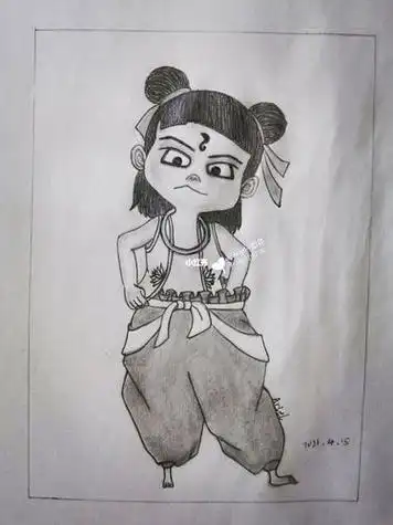 哪吒素描画 哪吒素描画初学者图片