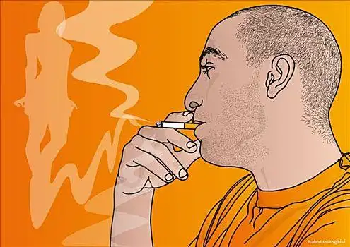 插画,男人,吸烟,香烟