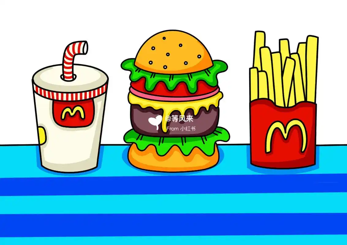 汉堡薯条可乐 创意画 儿童画 简笔画 #创意美术儿童画# #儿童简笔画