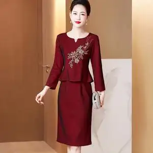 妈妈装婚宴装礼服裙2022新款高端喜婆婆结婚旗袍连衣裙春秋两件套