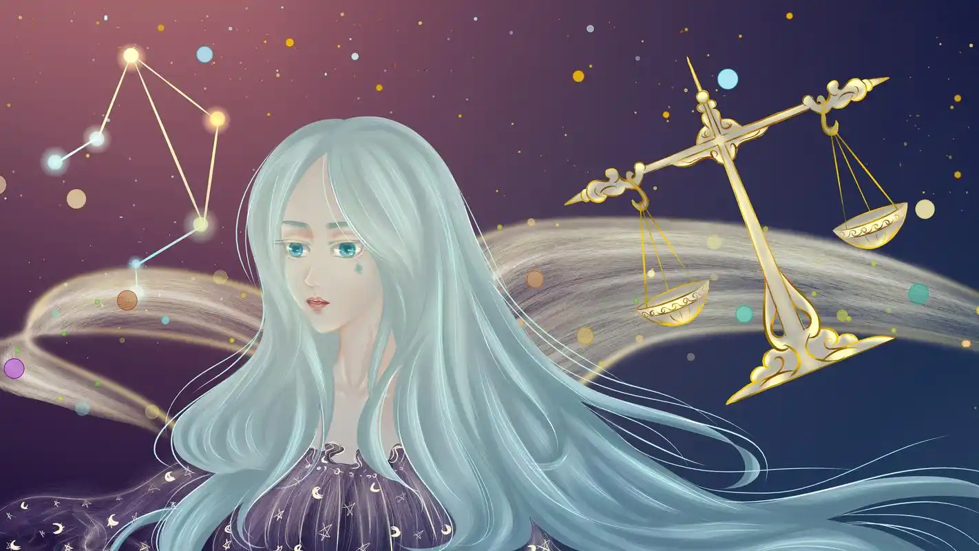 可爱的天秤座女孩插画