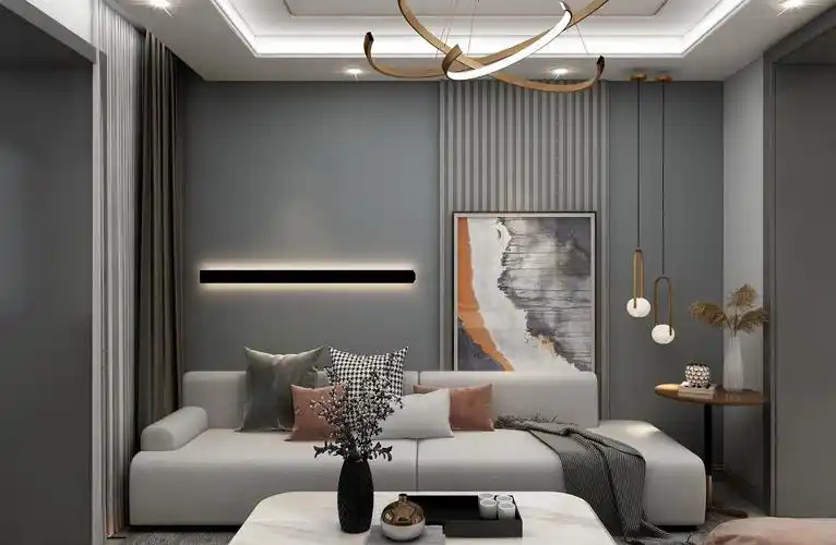 现代轻奢风格小户型沙发背景墙装修效果图