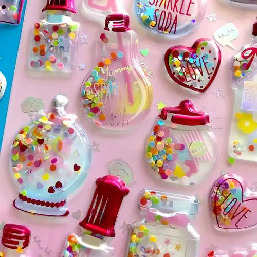 贴画儿童带水摇摇贴水贴纸水晶宝石3d立体贴纸