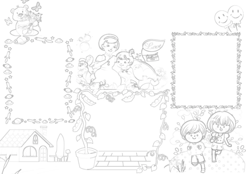 拗九节描边涂色手抄报模板勾边填色线描板报感恩父母孝敬老人尊老敬老