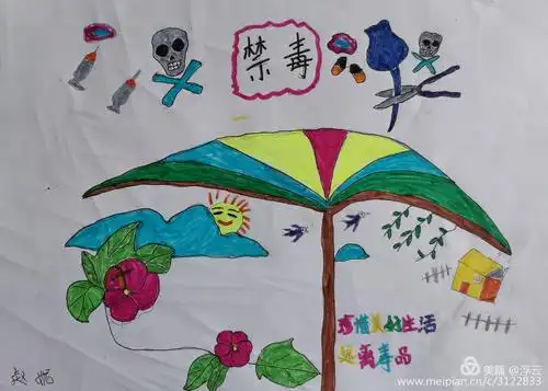 普定县特殊教育学校2020年春季学期"禁毒宣传月"学生绘画比赛网络作品