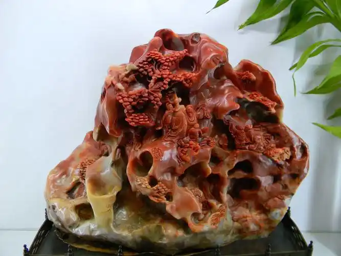 图片,厂家批发天然石头摆件寿山石雕刻品芙蓉石 游山图 图片大全,惠州