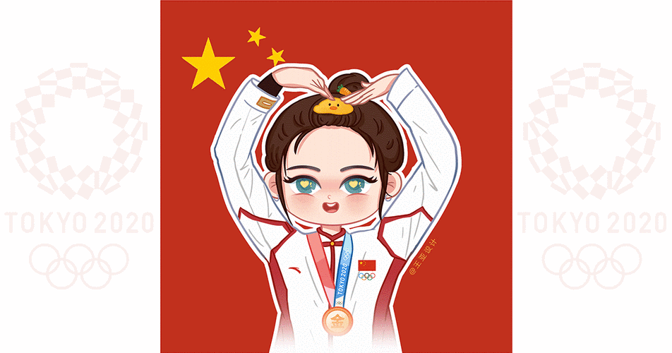 插画东京奥运会奥运海报奥运头像夺金时刻人物手绘体育运动已收藏收藏