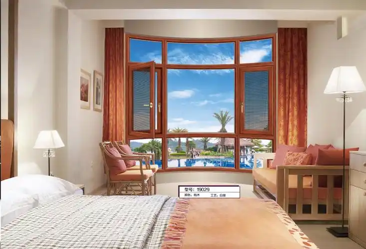 80/130断桥铝平开窗-柚木的效果图