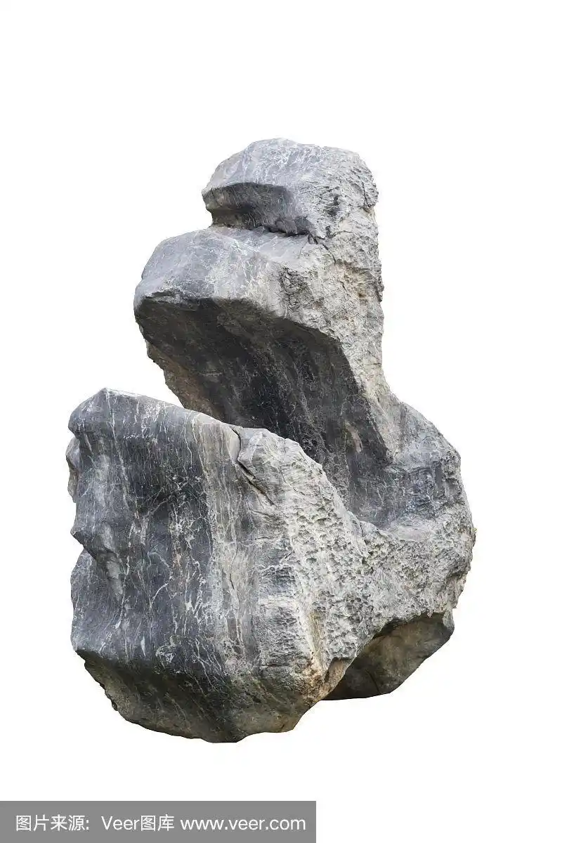 大石块孤立在白色背景上.岩石的石头
