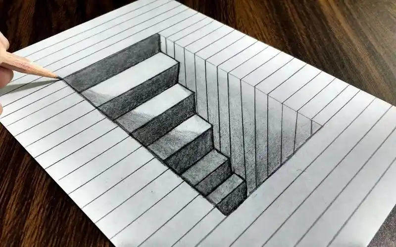 教你如何绘制逼真的3d 台阶【铅笔素描画入门教学视频】