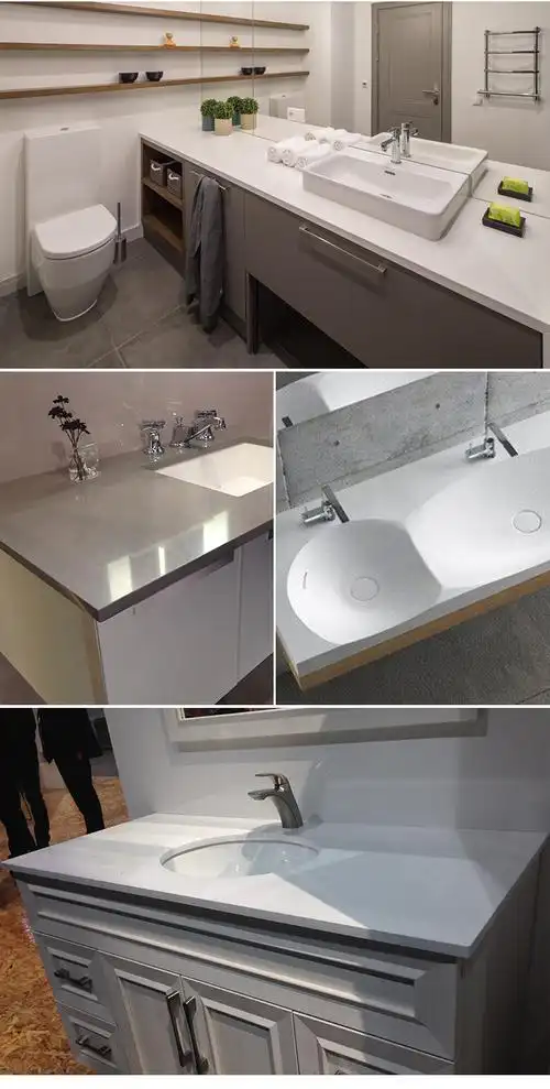 亚克力人造石台面卫生间洗漱台洗手盆组合浴室柜黑白人造石壁挂式