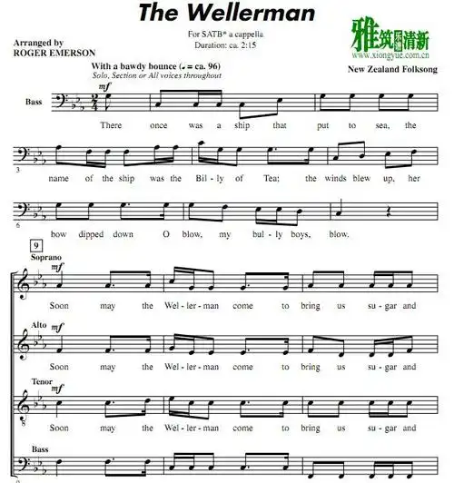 thewellerman四声部阿卡贝拉谱