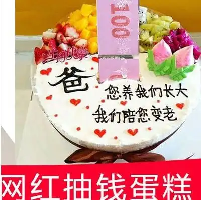 抖音网红抽钱红包生日蛋糕昆明同城配送曲靖昭通玉溪丽江普洱新鲜蛋糕