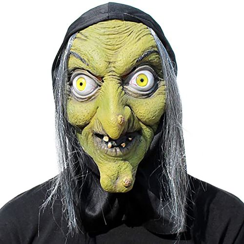 万圣节恐怖女巫面具老巫婆老奶奶乳胶头套巫师老婆婆面具