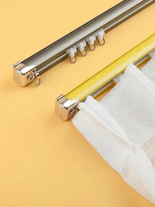 轨道鹊美加厚铝合金消音窗帘轨道直轨道滑轨u形窗帘杆直轨道送配件