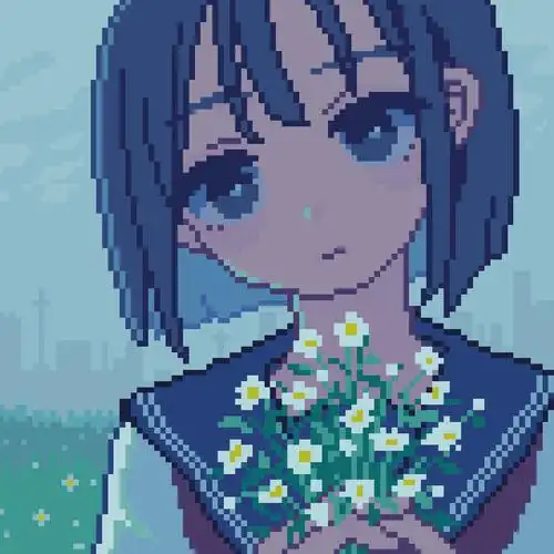 一些像素的少女头像