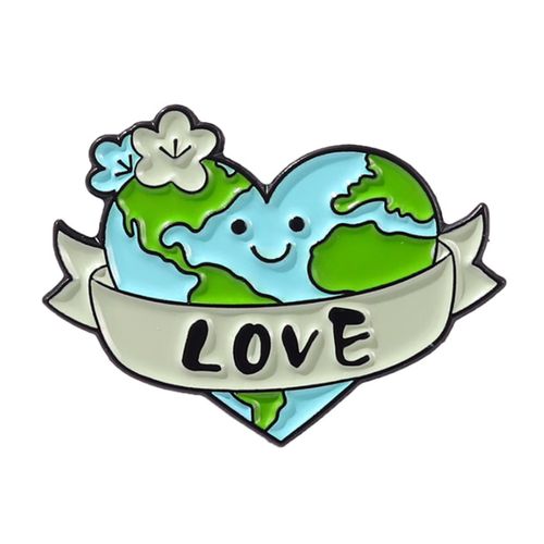 绿色地球胸针 爱护地球环保标志徽章 可爱卡通金属别针 学生礼物 zh