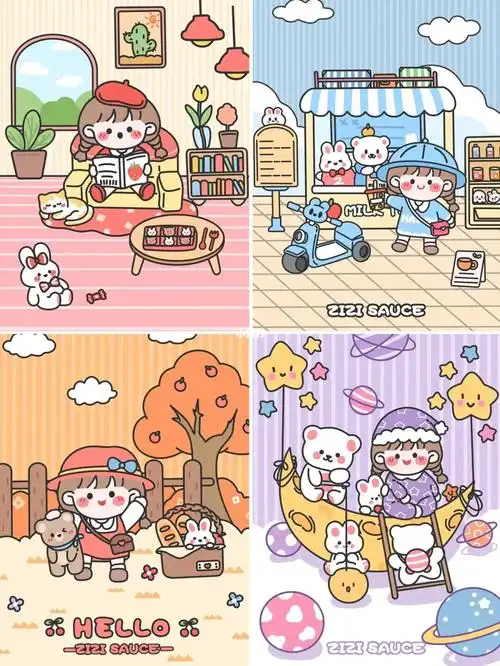 手帐芝芝酱手帐本册封面可爱插画分享