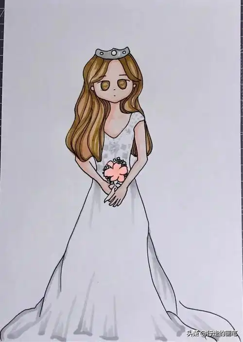 儿童绘画教程#婚纱女孩～每个女孩都有一个公主梦|原创