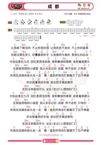 《成都》尤克里里谱-赵雷