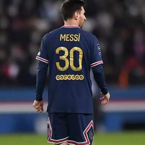 腾讯体育欧冠 21-22巴黎圣日耳曼球衣30号梅西内马主客场金色短袖足球