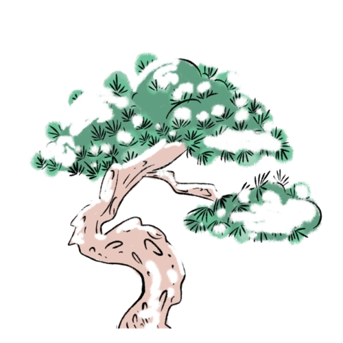 图怪兽原创元素积雪的松柏元素