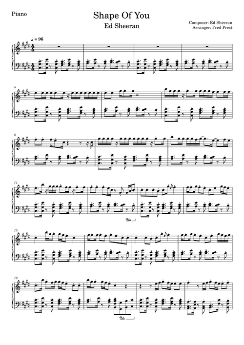 shapeofyou钢琴谱edsheeran