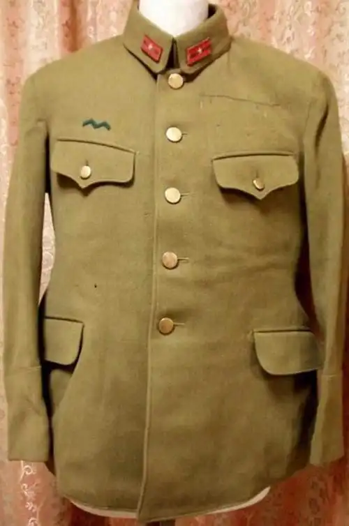 这是日本陆军98式军服上,用来表示兵种的符号,日本人称之为"山型胸章"