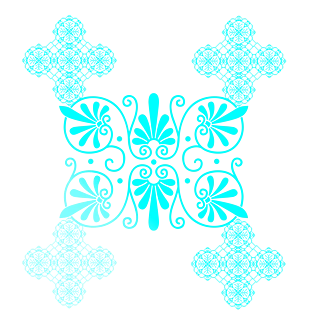 蓝色对称装饰花纹图案元素