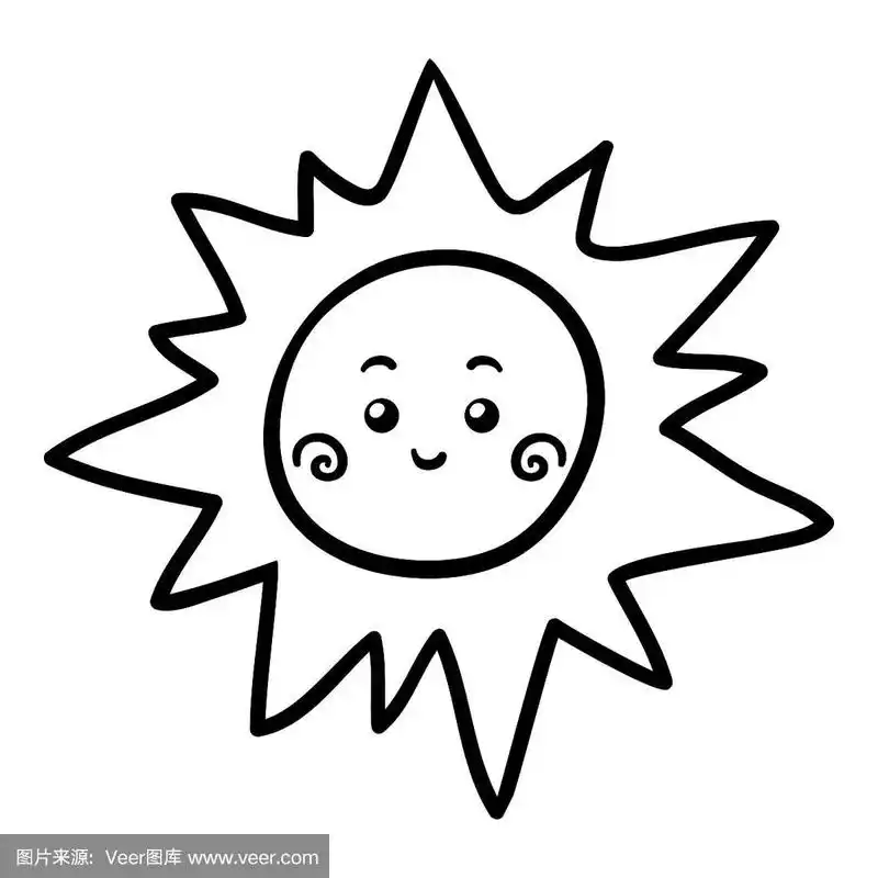 涂色书,可爱的小太阳