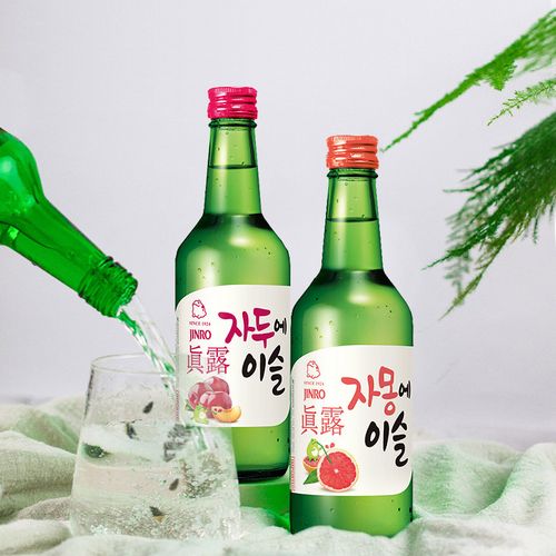 韩国果味13度4瓶360ml西柚进口葡萄烧酒真露清酒