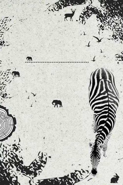 保护动物黑白创意大气公益海报背景模板