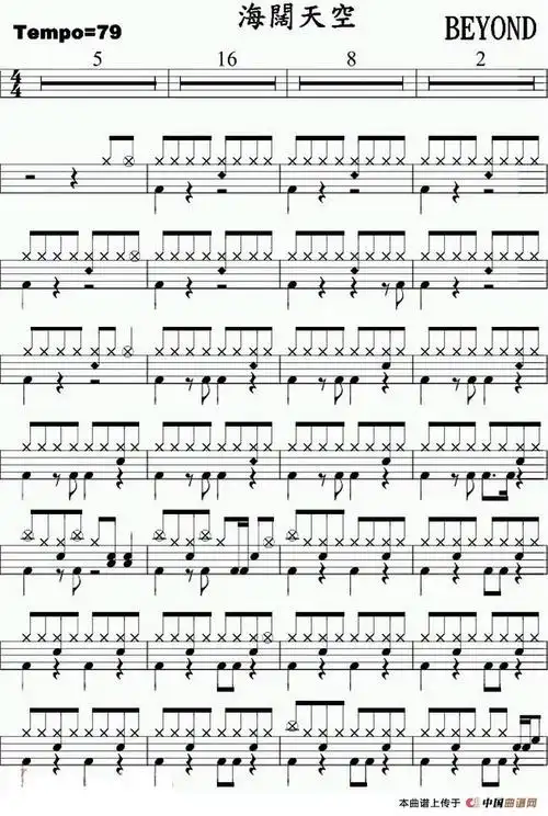 爵士鼓谱:beyond - 海阔天空(1)_爵士鼓谱:beyond - 海阔天空-.jpg