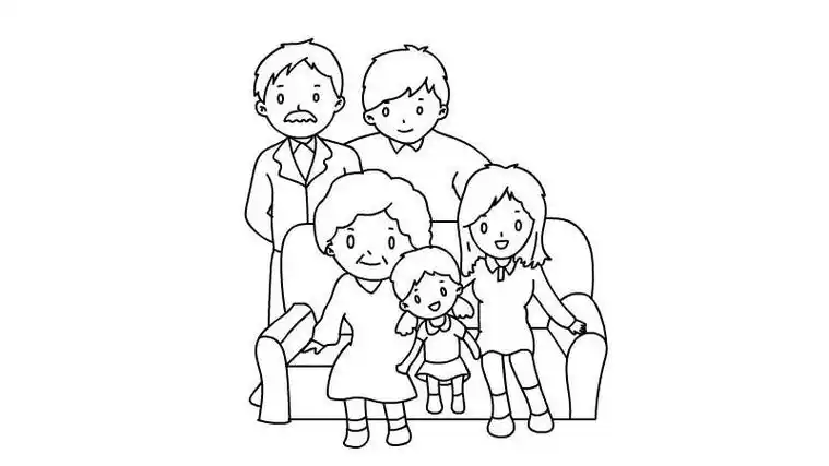 全家福素描简笔画