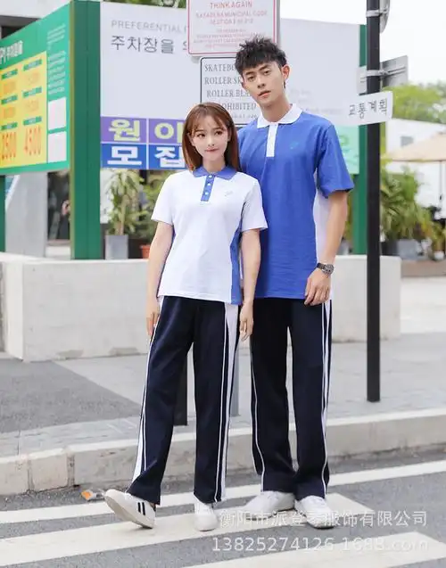 深圳市统一校服中学生男生女生春秋套装短袖长裤棉批发一件代发