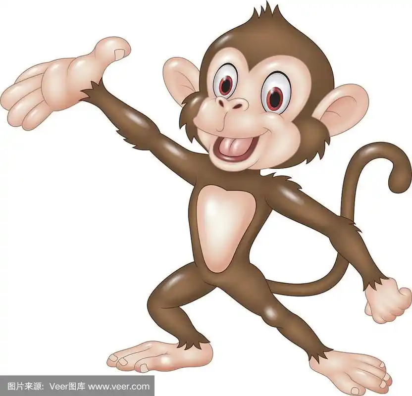 卡通搞笑猴子呈现孤立的白色背景