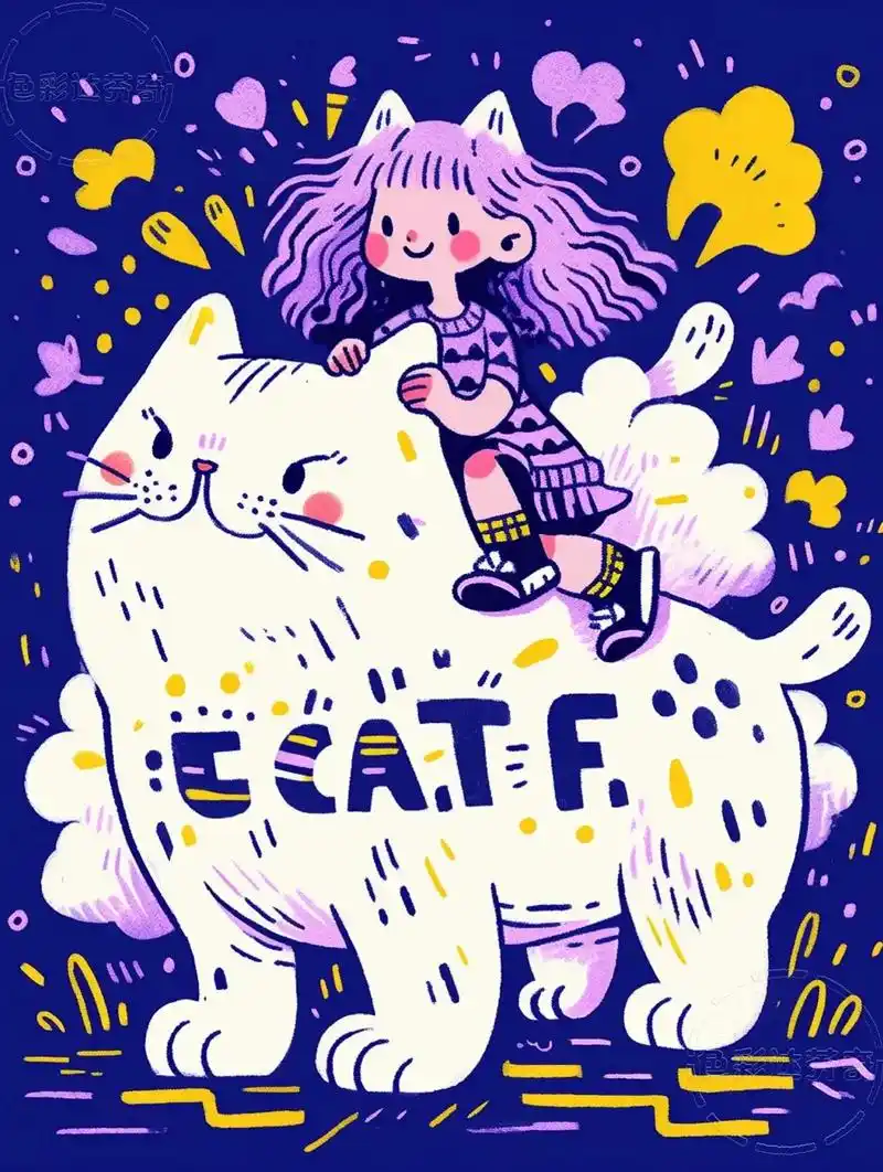 治愈系插画|猫咪与女孩|涂鸦创意画.98充满创意的涂鸦艺术, - 抖音