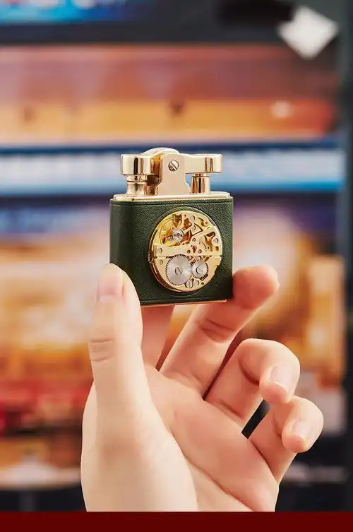 tshomx打火机煤油防风纯铜陀飞轮手表机芯按压点火磨砂轮复古火机精美