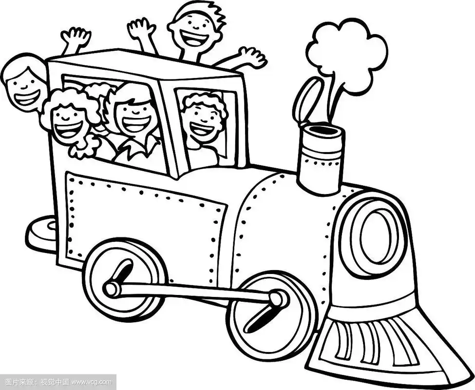 乘坐儿童火车-黑色和白色