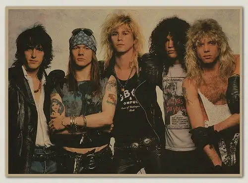 枪花乐队 枪炮与玫瑰乐队gnr 摇滚怀旧复古牛皮纸海报 装饰挂画