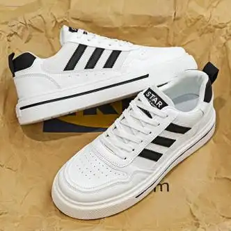 沙驰舒适秋季板鞋男鞋百搭潮流运动休闲网红感超轻厚底小白鞋潮鞋白黑