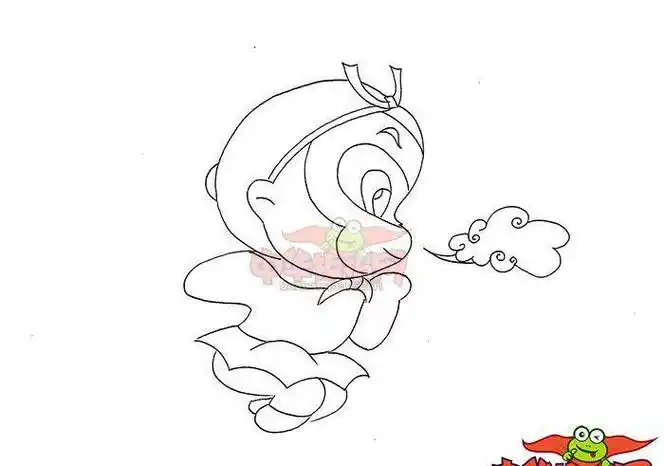 卡通孙悟空驾云简笔画带颜色