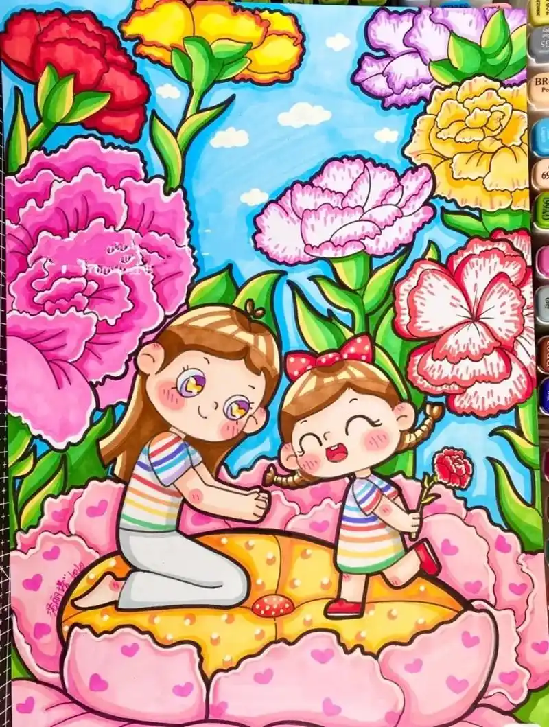 《母亲节快乐》 以母亲节为主题的儿童画分享 #我心中最好的妈 - 抖音