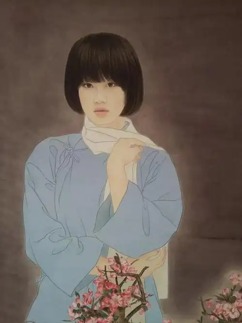 他的工笔画清新脱俗把女人的美画到了极致