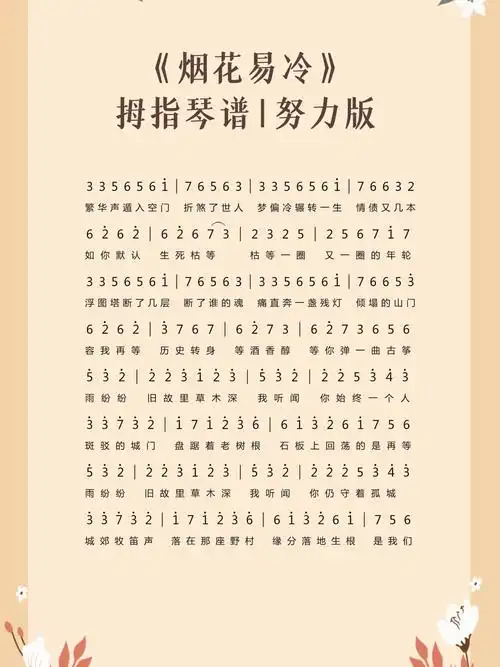 加油! #简谱   #光遇琴谱   #拇指琴   #烟花易冷