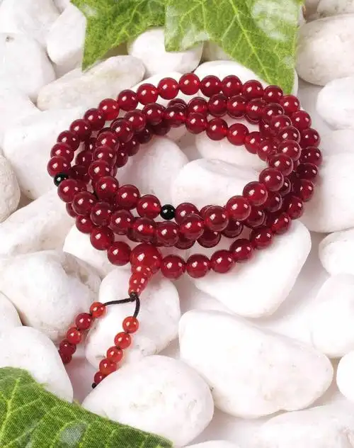 中性红色红玛瑙108粒手链
