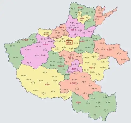 河南省行政区划地图上面的郑州市