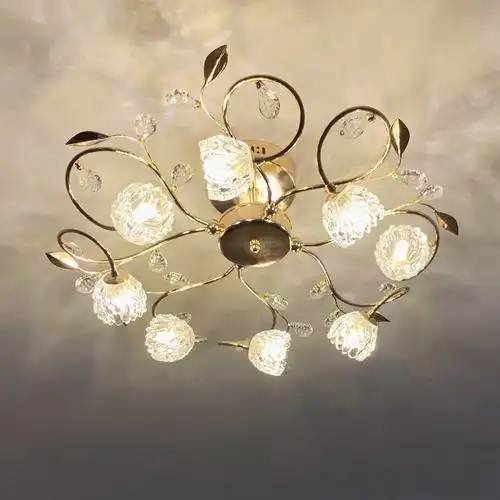 2020年新款欧式奢华水晶卧室吸顶灯金色创意现代简约餐厅卧室灯具