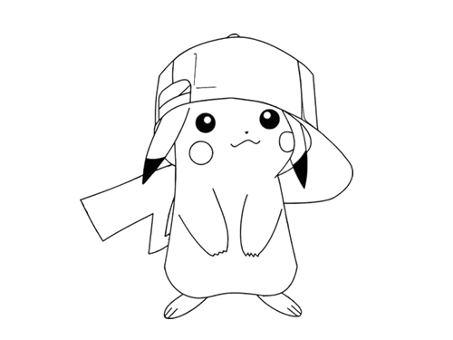 各种造型的皮卡丘简笔画线图